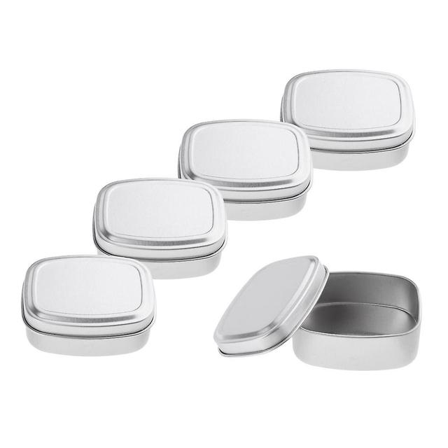 5pcs 60ml Square Aluminium Tin Pots Cream Salves Herbs Jars Container Case Silver 100ml on Productcaster.