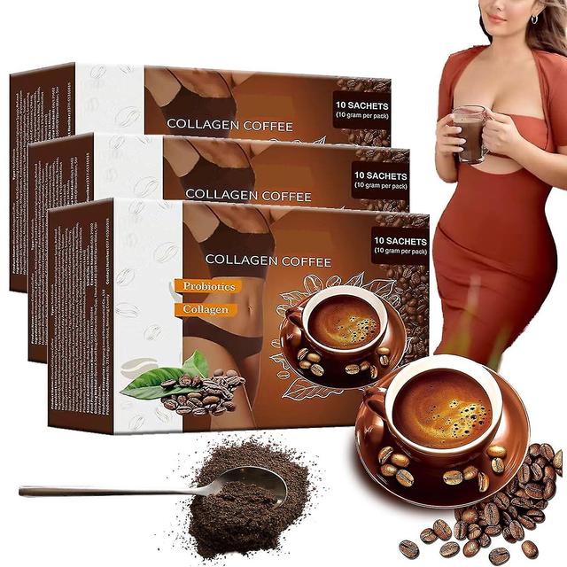 Coffee Collagen, Instant Collagen Coffee Powder Supports Energy, Collagen Coffee Supplement Instant Coffee Mix Metabolism Booster-In Stock 3pcs - 300g on Productcaster.