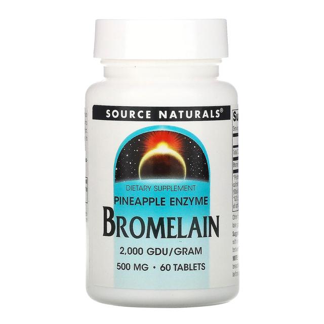 Source Naturals Lähde Naturals, Bromelain 2,000 GDU / g, 500 mg, 60 tablettia on Productcaster.