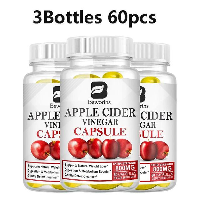 Eccpp Organic Apple Cider Vinegar Capsules For Supports Healthy Weight Management,digestion,detox&immune Soothes Gas&bloating 3bottles 60pcs on Productcaster.