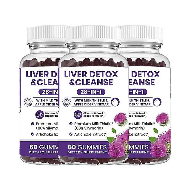 3 Pack Liver Cleanse Detox & Repair Gummies Recipe - Herbal Liver Support Supplement: Milk Thistle, Artichoke Extract, Dandelion, Beet, Chicory Root & on Productcaster.