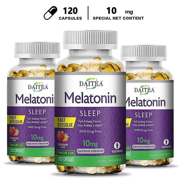 Vorallme Daitea Schlafnahrungsergänzungsmittel Erdbeergeschmack Melatonin 10mg 120 Kapseln 120 count-3 bottle on Productcaster.