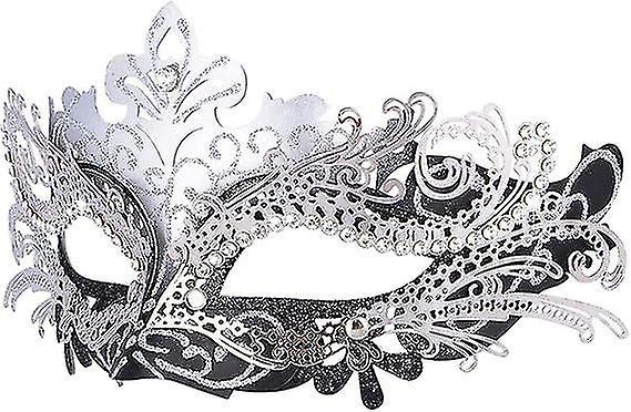 1 Pcs Masque Vnitien(Argent Et Noir), Pour Bal Masqu Et Costume, Pour Femme Et Homme on Productcaster.