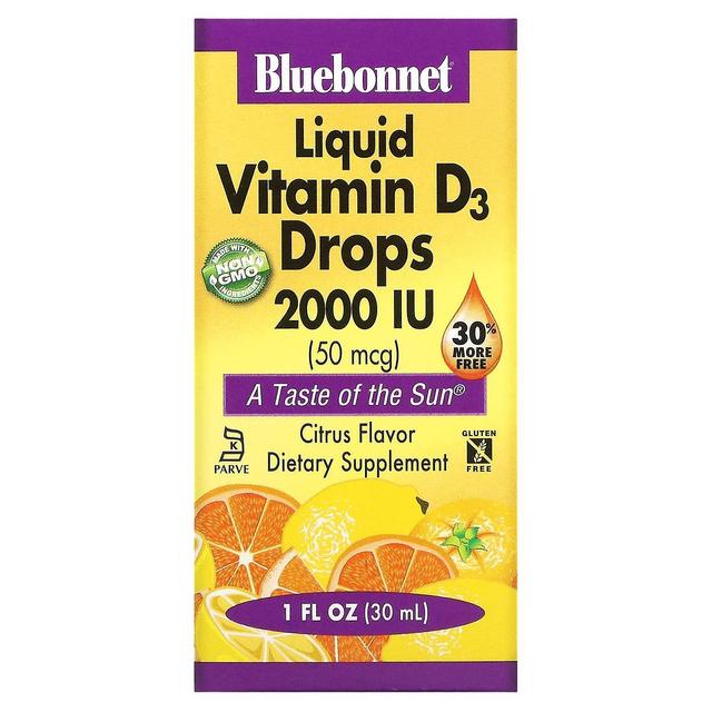 Bluebonnet Nutrition, Liquid Vitamin D3 Drops, Citrus, 50 mcg (2,000 IU), 1 fl oz (30 ml) on Productcaster.