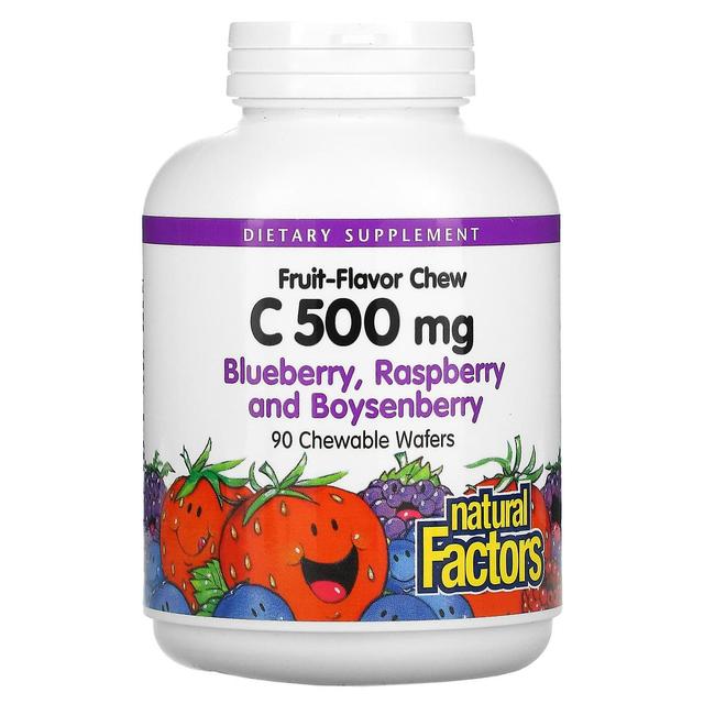 Natural Factors, Fruit-Flavor Chew Vitamin C, Blueberry, Raspberry and Boysenberry, 500 mg, 90 Chewa on Productcaster.