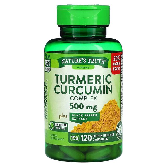 Nature's Truth Verdade da natureza, Complexo de curcumina de cúrcuma Plus extrato de pimenta preta, 500 mg, 120 Capsu de liberação rápida on Productcaster.