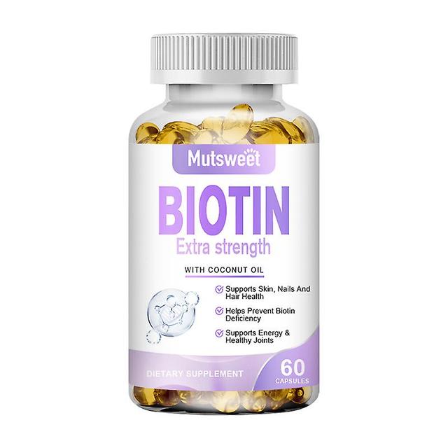 Tib Mutsweet Veganes Biotin Vitam B Supplement 5000mcg mit Bio-Kokosnussöl unterstützt Keratin für gesunde Haarhaut Ideal für Erwachsene 60 capsules on Productcaster.