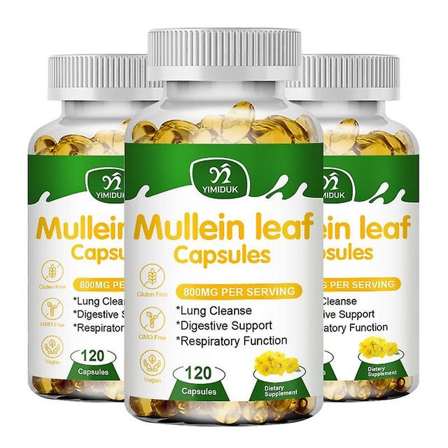 Eccpp Nature Mullein Leaf Capsule Clear Lungs Relieve Cough Digestive Health Care Pain Relief Mullein Extract 3 Bottles 120 pcs on Productcaster.