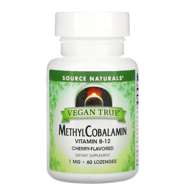 Source Naturals Kilde Naturals, Vegansk True, MethylCobalamin Vitamin B-12, Kirsebær, 1 mg, 60 pastiller on Productcaster.