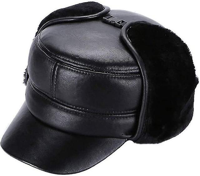 Caux D'hiver, Cau Plat De Baseball Cuir Lei Feng Cap Capwhhide Plus Bouchon De Baseball Design Avec Protection De L'oreille Gardez L'hiver Chaud on Productcaster.