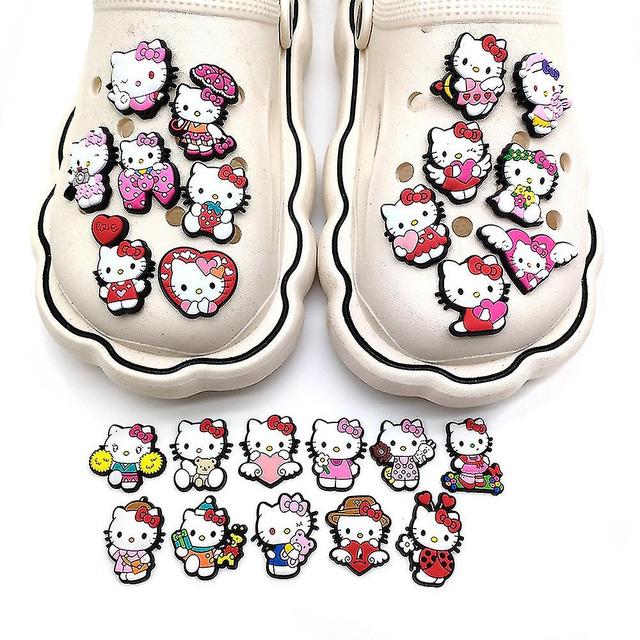 25pcs Hello Kitty Series Cute Cartoon Shoes Charms For Crocs Clog Sandals Decoration Shoe Accessorie on Productcaster.