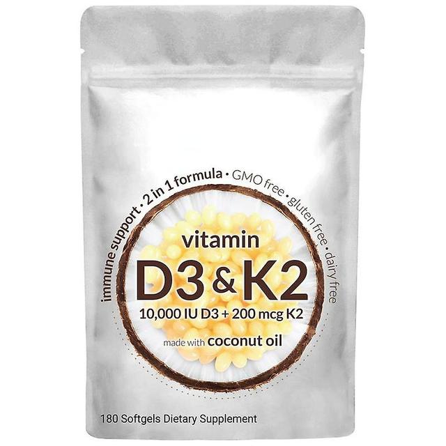 Zjrui Vitamin D3 & K2 Supplement Softgels, Vitamin D3 10000 IU with K2 200 mcg, 180 Soft-Gels, K2 MK-7 with D3 Vitamin Supplement, Immune Support 1... on Productcaster.