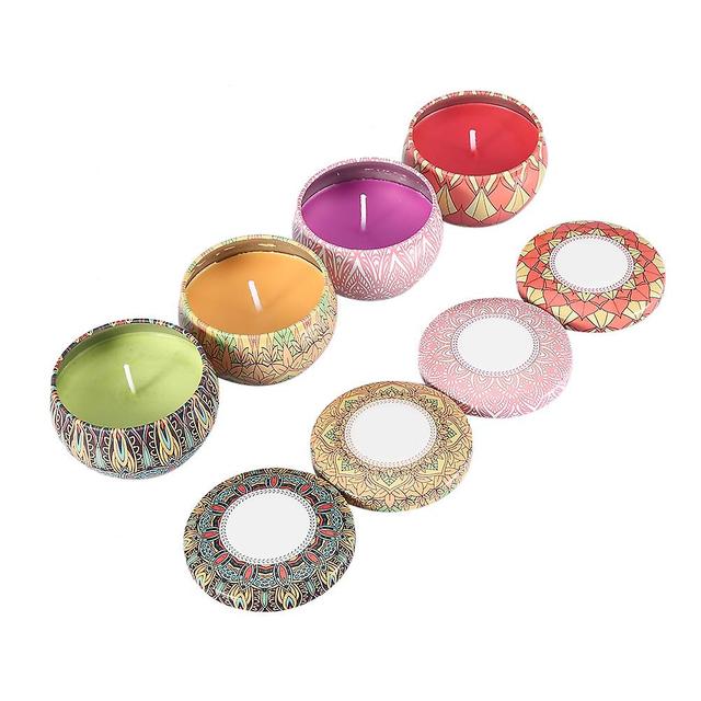 Gegong 4pcs/set Portable Scented Candles Rose Jasmine Lavender Gardenia Tin Candle Travel Gift on Productcaster.