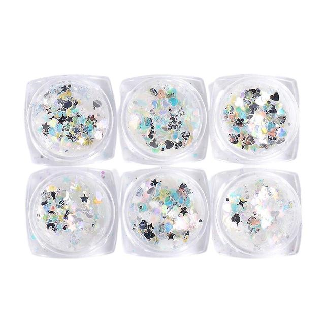 3 x 6 Box Nail Flakes Vibrant Color Temperature Resistance ABS Holographic Nail Glitter Flakes for M on Productcaster.