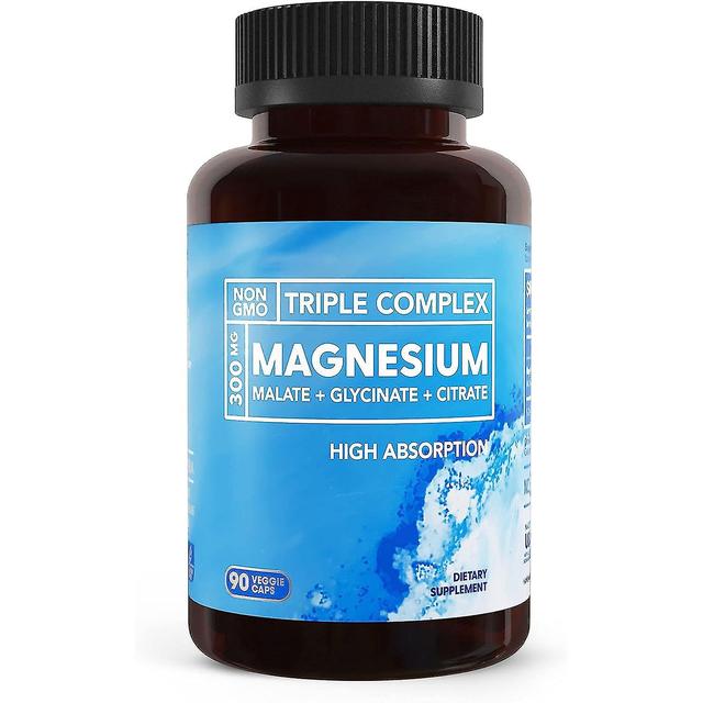 Hxetlv Triple Magnesium Complex, 300mg Triple Magnesium Capsules Magnesium Glycinate, Malate, & Citrate for Muscles, Nerves, & Energy 3bottle-270pcs on Productcaster.