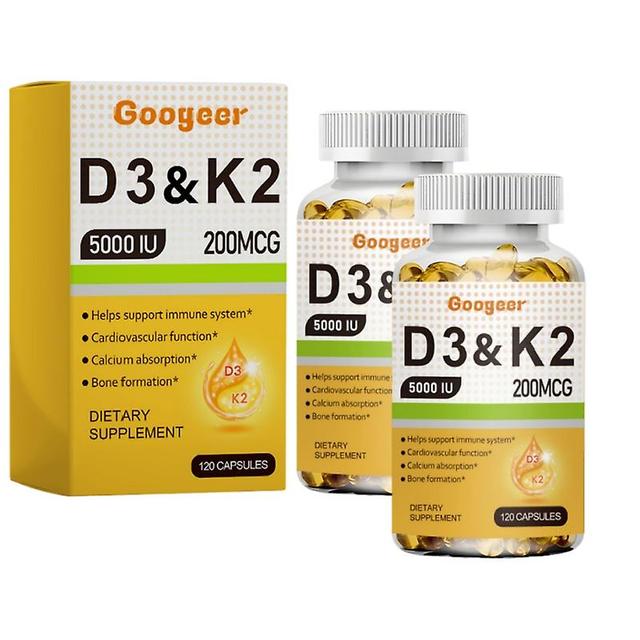 1-3bottles Vitamin D3 5000IU Plus Vitamin K2 200MCG 120 High Strength Vegetarian Tablets 2bottles on Productcaster.