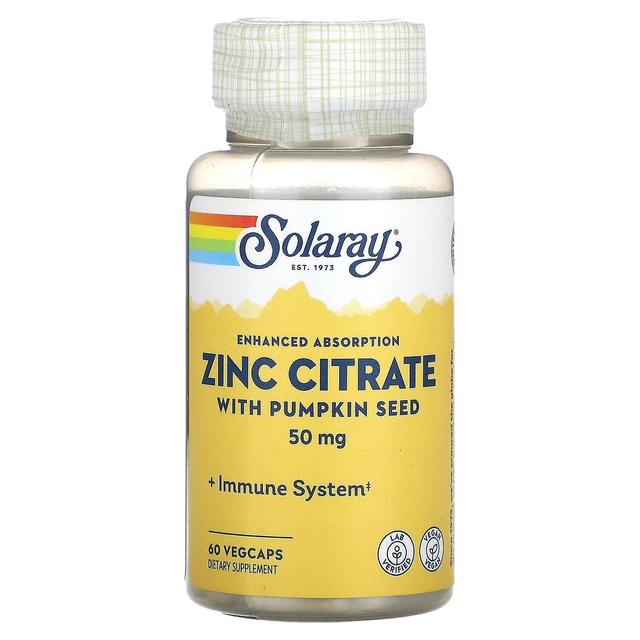 Solaray, Citrato di Zinco con Semi di Zucca, 50 mg, 60 VegCaps on Productcaster.