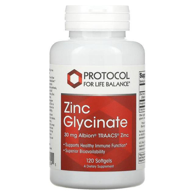 Protocol for Life Balance, Zinc Glycinate, 30 mg, 120 Softgels on Productcaster.