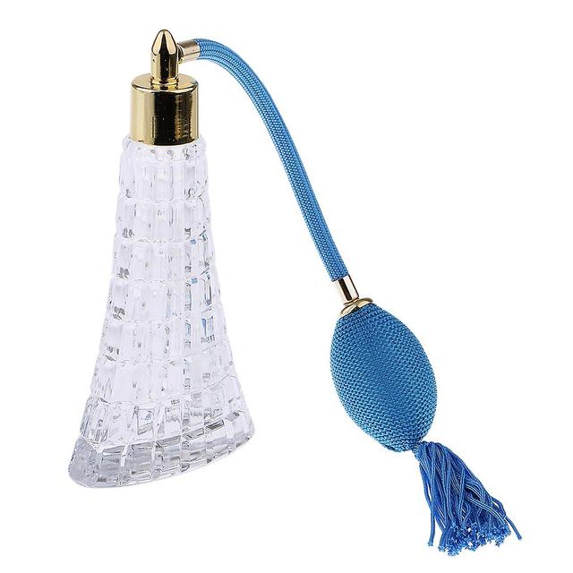 Crystal Empty Refillable Perfume Bottle With Long Atomizer Spray 100ml Blue on Productcaster.