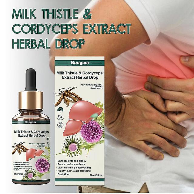 Milk Thistle & Cordyceps Liquid Drops, Detoxing Repairing Liver Kidney Support Solution 1/2pcs on Productcaster.