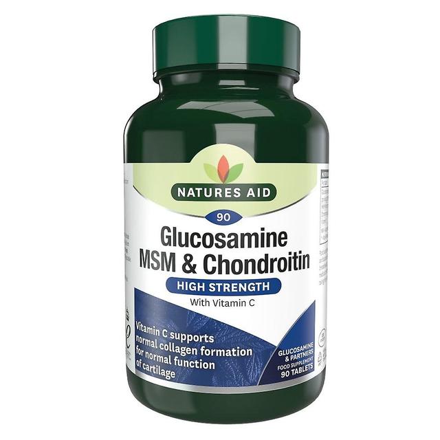 Natures Aid Glucosamine 500mg MSM 500mg + Chondroitin 100mg (& Vit C), 90 Tabs on Productcaster.