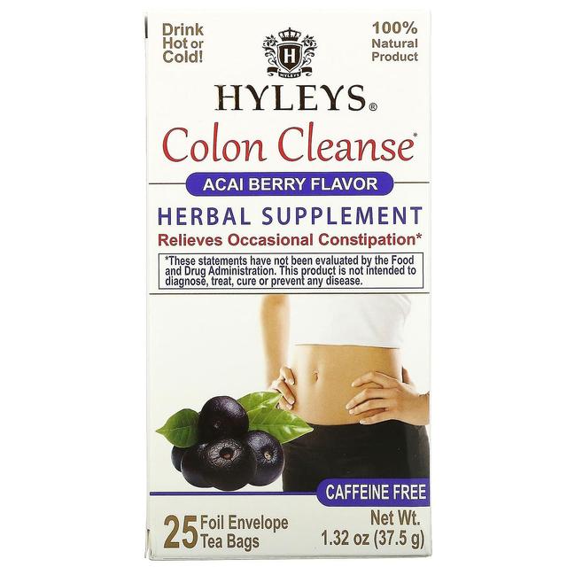 Hyleys Tea, Colon Cleanse, Acai Berry, Caffeine Free, 25 Foil Envelop Tea Bags, 0.05 oz (1.5 g) Each on Productcaster.