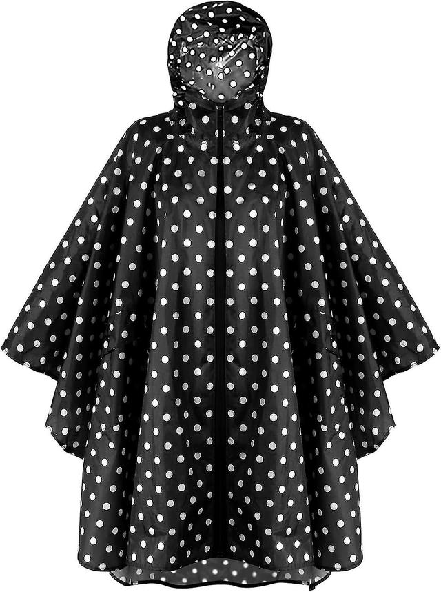 Jnnjv Poncho De Pluie Impermable, Lger Et Rutilisable, Manteau Capuche De Randonne Pour Activits De Plein Air, Noir on Productcaster.