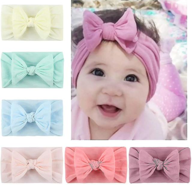 Lie 6 stk Baby Turban Pandebånd Set-bowknot Hårbånd Blød Sød Hovedbeklædning Elastik Til nyfødte/piger/drenge/ki on Productcaster.