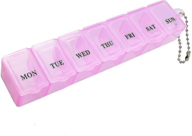 Pill Box Organiser 7 Day One Time A Day Pill Dispenser Storage Case For Medication, Supplements, Vitamins And Cod Liver Oil Pink on Productcaster.