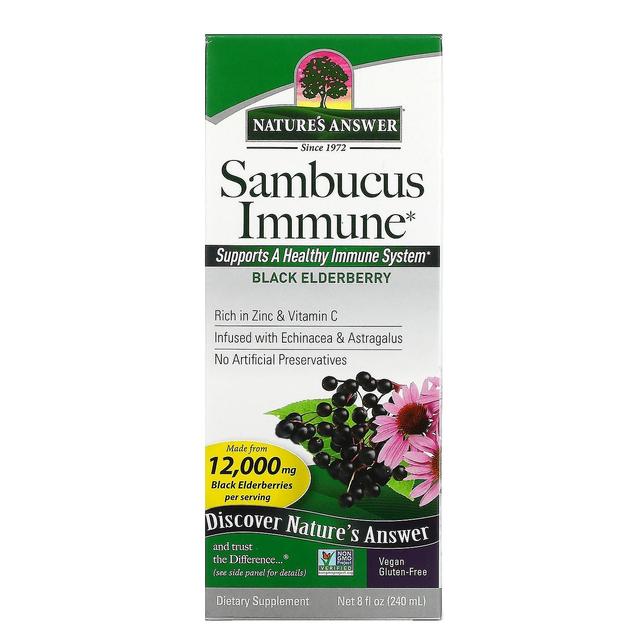 Nature's Answer Naturens svar, Sambucus Immune, Sort hyldebær, 12.000 mg, 8 fl oz (240 ml) on Productcaster.