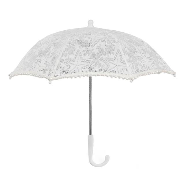 White Lace Umbrella Vintage Wedding Bridal Lace Parasol Children's Photo Costume Lace Umbrella for Photography Props 51322 A on Productcaster.