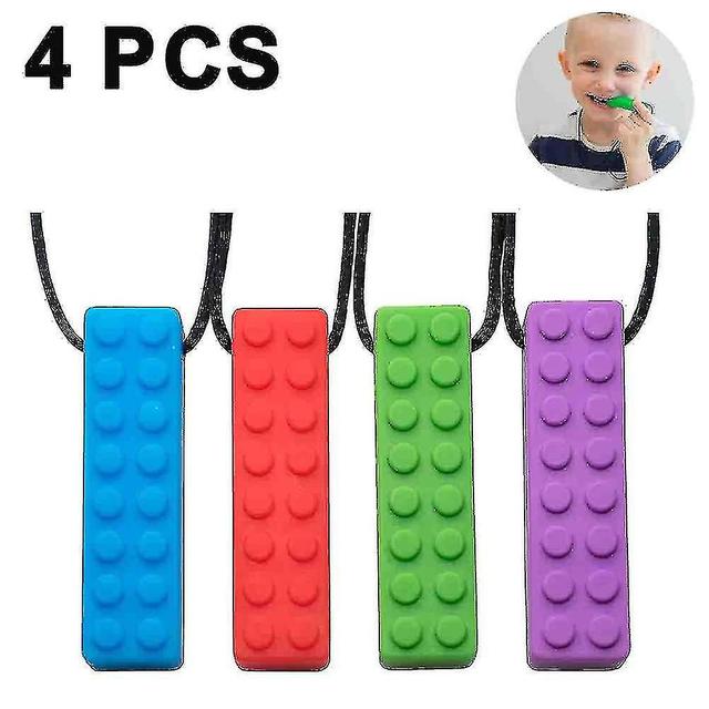 4 Pack Sensory Chew Necklaces for Toddlers with Autism and Oral Motor, Simulation and Bite Needs, Durable Food Grade on Productcaster.