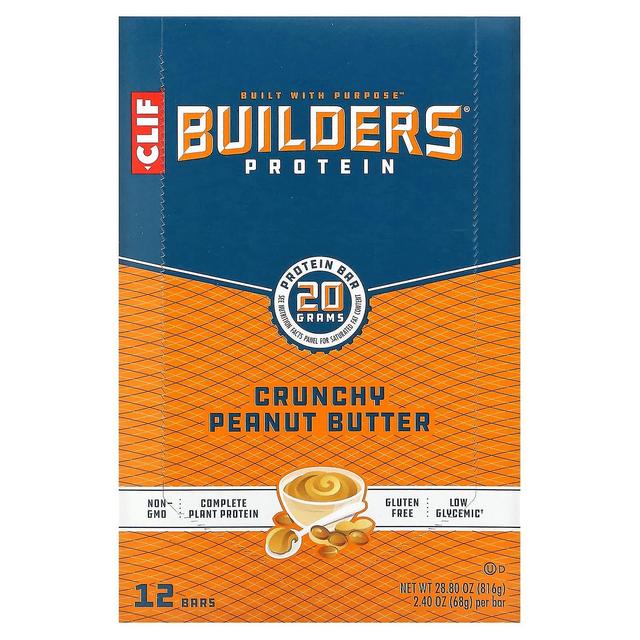 Clif Bar, Builder's Protein Bar, Manteiga de Amendoim Crocante, 12 Bares, 2,4 oz (68 g) Cada on Productcaster.