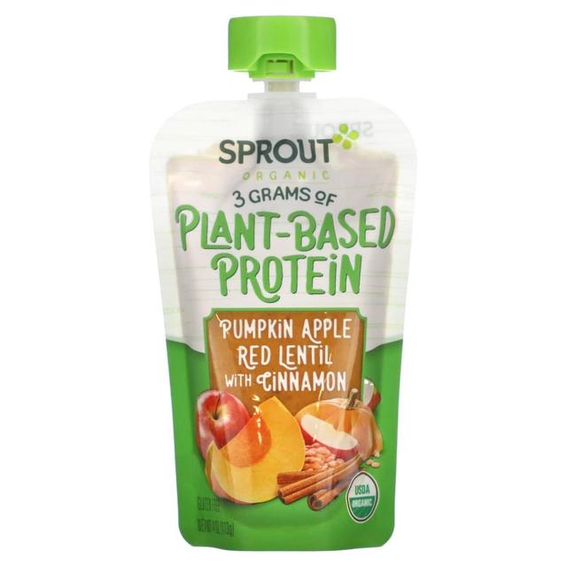 Sprout Organics, Barnmat, Växtbaserat protein, 8 månader & upp, pumpa, äpple, röd lins med cinn on Productcaster.