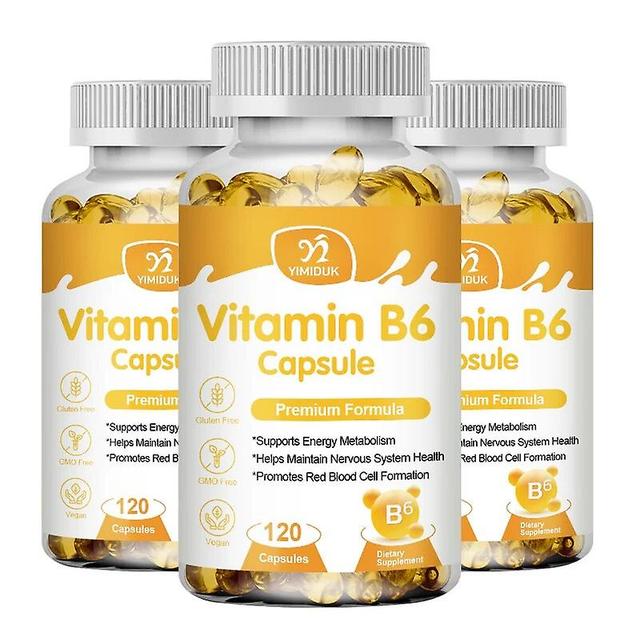 Visgaler Vitamin B6 Capsule 25 Mg B6 Pyridoxine Support Hair Blackening Healthy Skin Metabolism Cardiovascular Nervous System 3 Bottle 120 PCS on Productcaster.