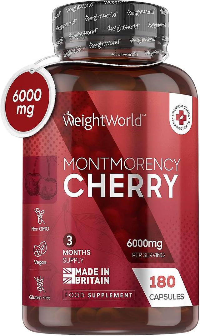 WeightWorld Montmorency čerešňové kapsuly 6000mg - 180 Čerešňové kapsuly (dodávka na 3 mesiace) - 50:1 Prírodný extrakt z čerešne pre mužov a ženy on Productcaster.