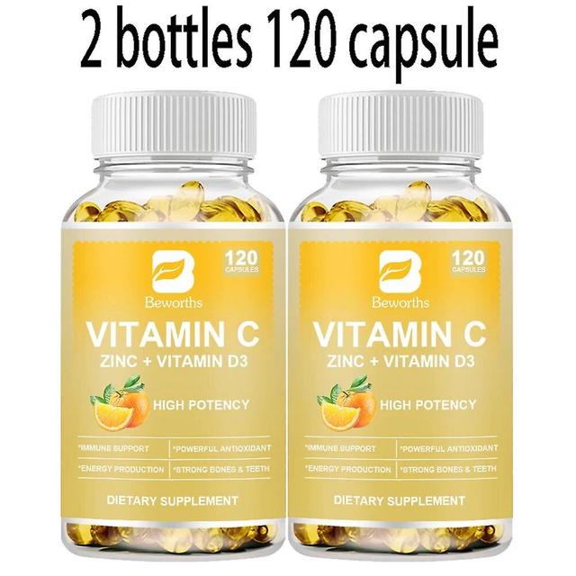 Tib Vitamin C Plus Zinc & Vitamin D3 Strong Antioxidant Collagen Booster For Immune System And Skin Health Supplements Tib 2 bottles 120 pcs on Productcaster.