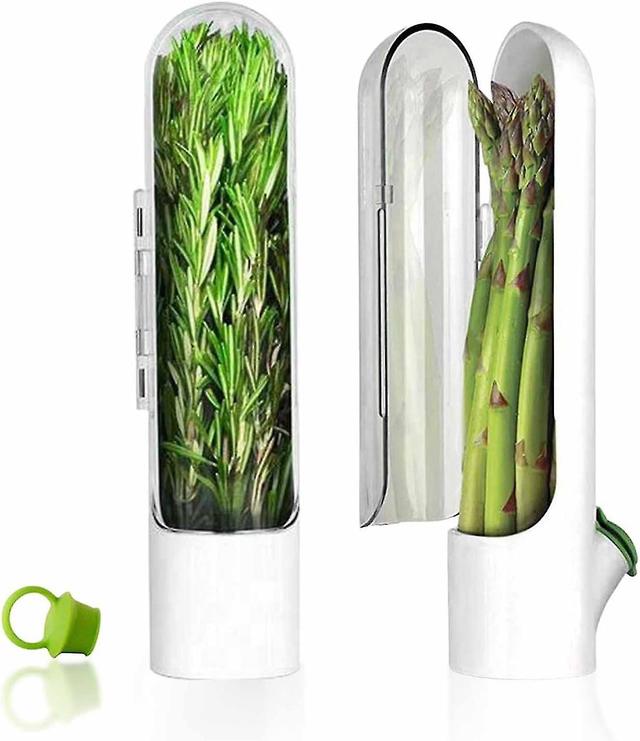 Containers For Refrigerator, 2pcs Fresh Herb Keeper, Herb Saver Best Keeper For Freshest Produce, For 2-3 Weeks For Cilantro, Mint, Parsley, Asparagus on Productcaster.