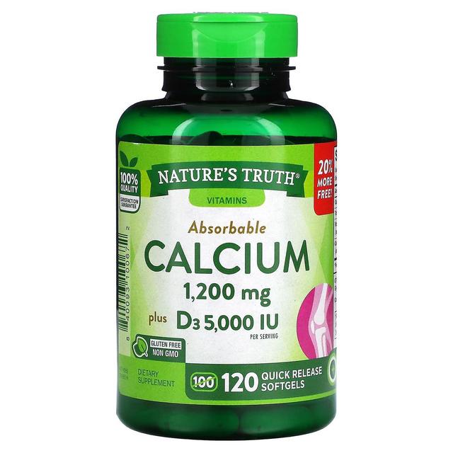 Nature's Truth, Absorbable Calcium, Plus D3, 120 Quick Release Softgels on Productcaster.