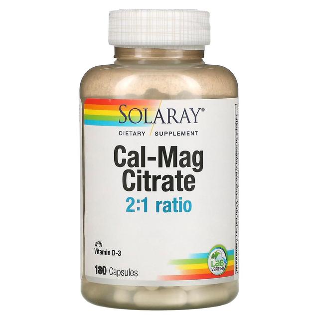 Solaray, Cal-Mag Citrate, 2:1 Ratio with Vitamin D-3, 180 Capsules on Productcaster.