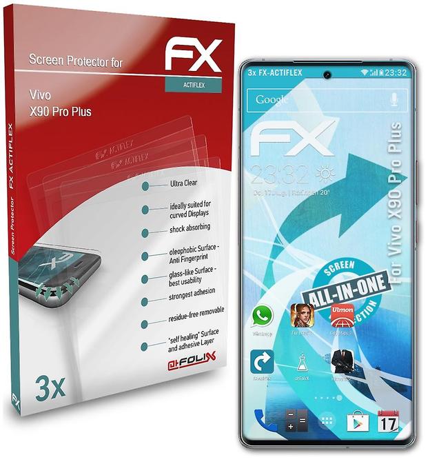 atFoliX 3x Screen Protector Compatible with Vivo X90 Pro Plus Film Clear & Flexible 04 FX-ACTIFLEX on Productcaster.