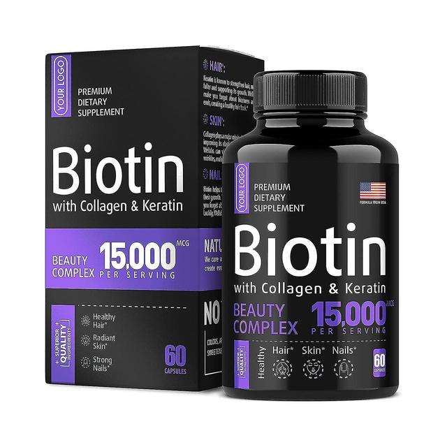 Hög mängd biotinkapslar med kollagenvitaminer 15000 mcg biotin ökar friskare glänsande hår hud naglar för hårväxt-60 kapslar Co on Productcaster.