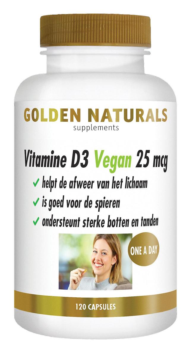 Golden Naturals Vitamín D3 vegánsky 25 mcg (120 vegánskych mäkkých gélových kapsúl) on Productcaster.