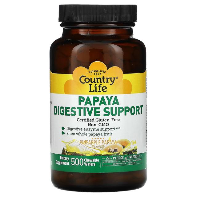 Country Life, Papaya Digestive Support, Pineapple Papaya, 500 Chewable Wafers on Productcaster.