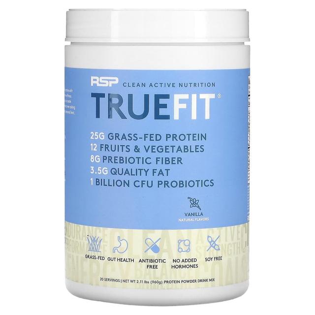 Rsp Nutrition RSP Ernæring, TrueFit, Græsfodret valleproteinshake, vanilje, 2,11 lbs (960 g) on Productcaster.