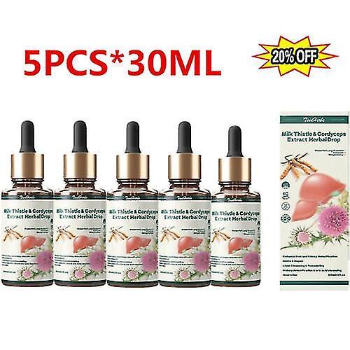 5pcs Tinaherbs Milk Thistle & Cordyceps Sinensis Drops - Detox & Repair - 30ml on Productcaster.