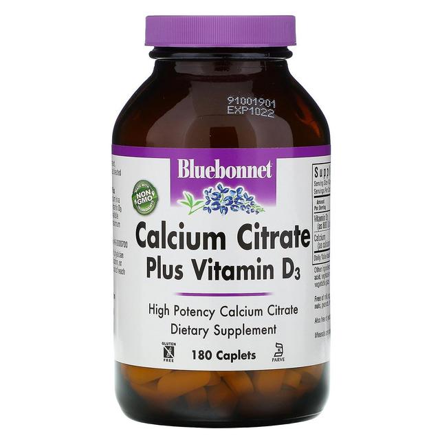 Bluebonnet Nutrition, Calcium Citrate Plus Vitamin D3, 180 Caplets on Productcaster.