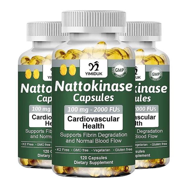 Vorallme Nattokinase Kapseln unterstützen den Fibrinabbau und die Herzgesundheit sowie den Kreislauf und den normalen Blutfluss 3 Bottles 120PCS on Productcaster.