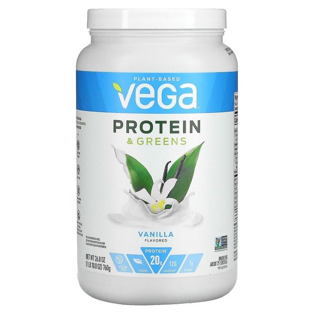 Vega, protein & grønne, vanilje, 26,8 oz (760 g) on Productcaster.