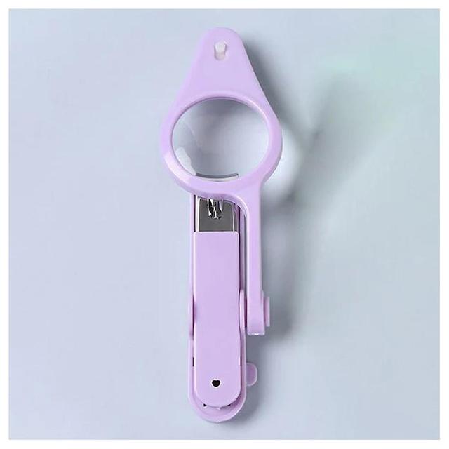 Led Lamp Professional Nail Scissors Magnifying Glass Nail Clippers Portable No-splash Nail Trimmer Purple on Productcaster.